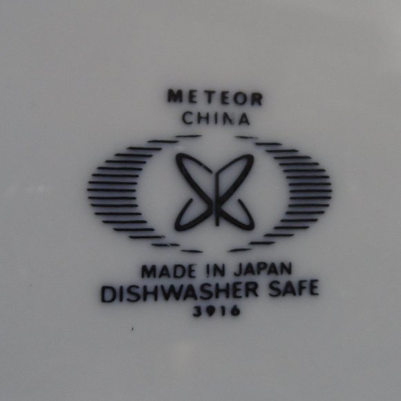 MCM Vintage Meteor China 9" serving bowl - Black white, flowers. Made in Japan - Picture 3 of 5